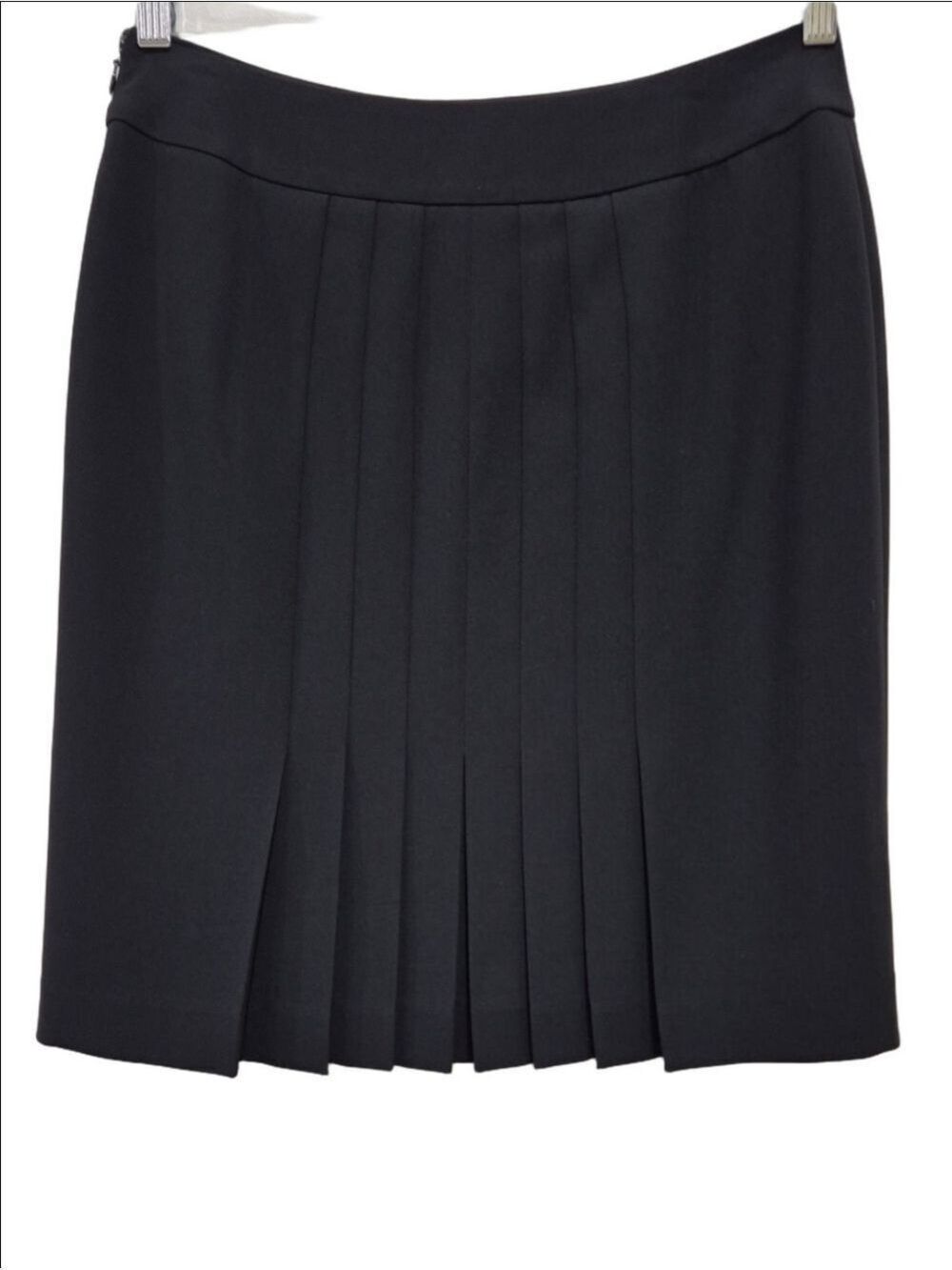 Ann Taylor Reversible 2-Way Wear Pleated Black Career Skirt Size 6 Side Zip